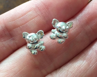 925 Sterling Silver Koala Earrings Koala Studs zoo Animal sterling silver earrings  spring animals, cartilage stud, helix