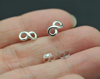 Small Sterling Silver Infinity Post Earrings, Infinity Studs