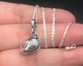 all sterling silver 3D Snail Shell Necklace, Silver Snail Shel,Sterling Silver shell Necklace, Sea Shell Pendant Seashell Ocean Necklace