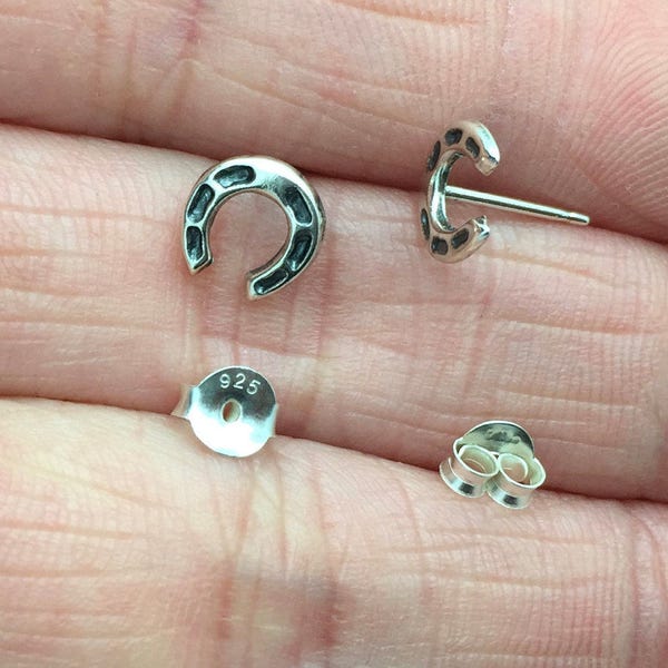 Horseshoe Post Earrings Etsy
