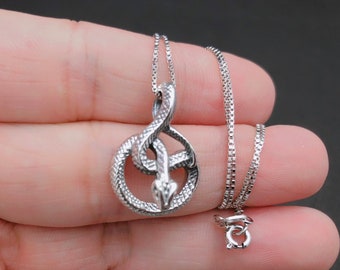 sterling Silver snake necklace - serpent necklace - rihanna necklace - sterling silver snake on a sterling silver chain