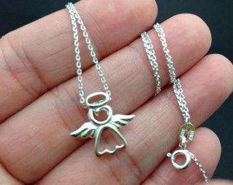 Dainty all Sterling Silver angle necklace, Angel Wing Necklace, Sterling Silver Angel Necklace, Silver Wing Necklace, Friend, Sister,