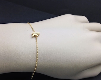 Bracelet - Gold Vermeil Chain Personalized Initials Bracelet- Customize It with Your Initials, 14k Gold
