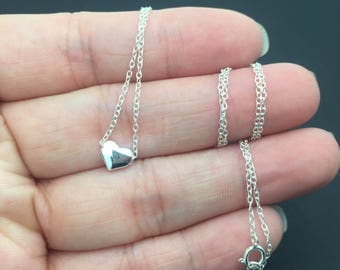 heart Necklace, heart beat, Sterling silver love necklace, friendship Necklace,  Simple Necklace , hug kisses Necklace