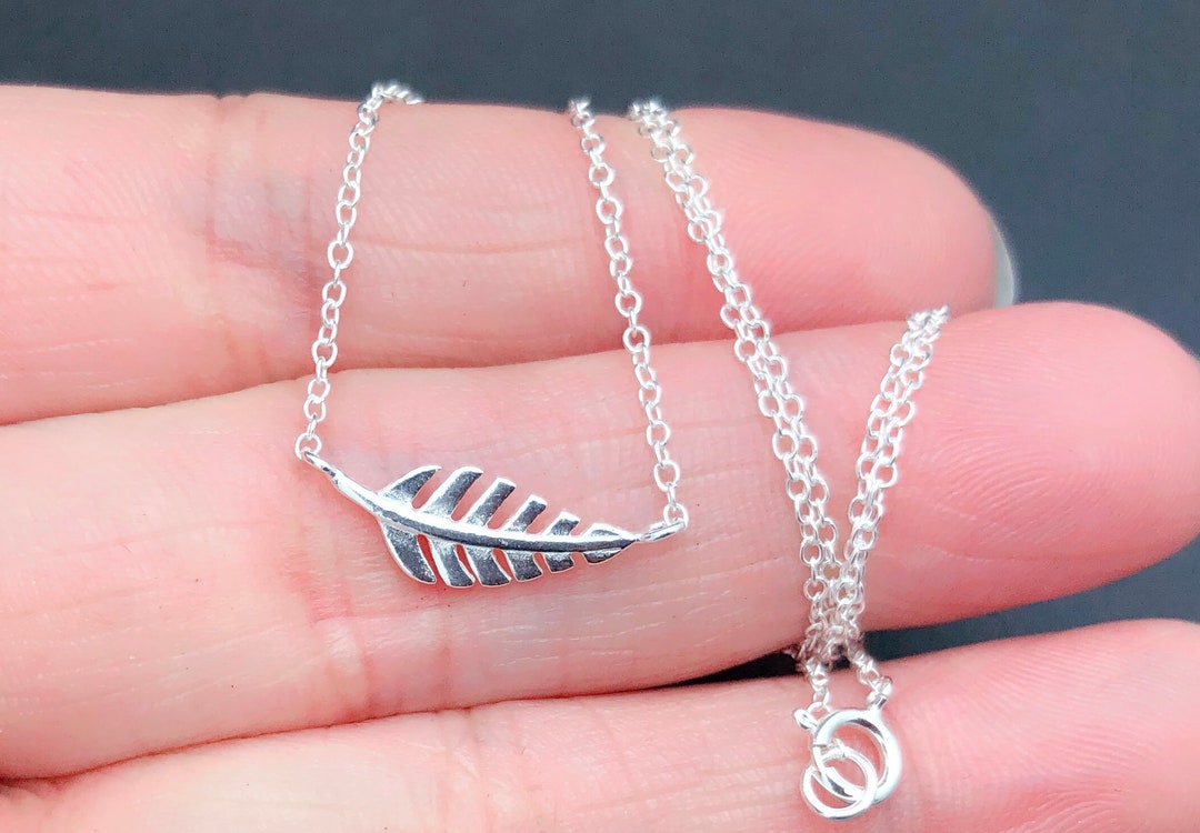 Dainty Sterling Silver Leaf Necklace Branches Necklace Etsy