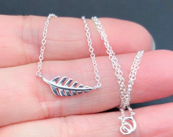 dainty sterling silver leaf necklace, branches Necklace, Sterling Silver leaf Necklace, Silver branches Necklace, Friend, nature inspires