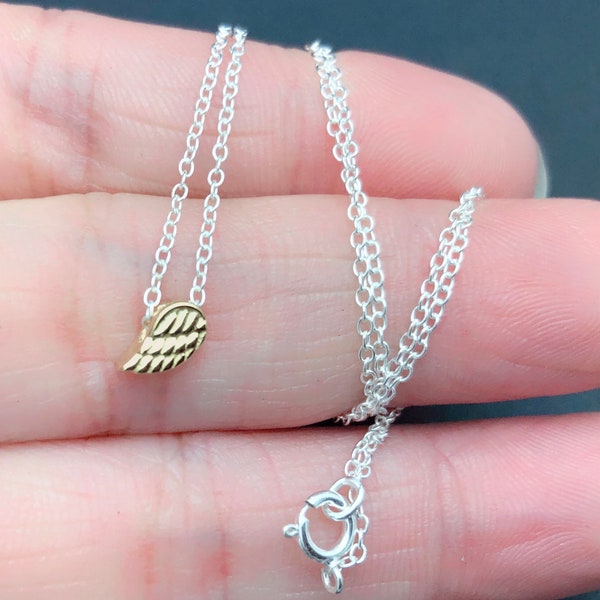 Dainty  all Sterling Silver angle necklace, gold Angel Wing Necklace, Sterling Silver Angel Necklace, Silver Wing Necklace, Friend, Sister,