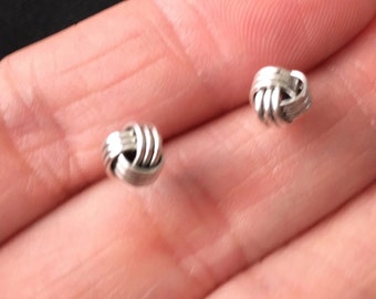 Oxidized - Sterling silver knot stud post earrings, small knot post earrings