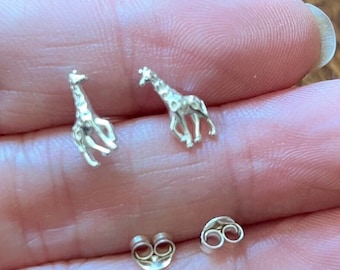Tiny Giraffe stud Earrings, Sterling silver Giraffe stud Earrings,Good Luck Earrings, stud- cartilage, helix, tragus
