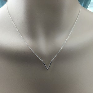 V Necklace, Sterling silver chevron necklace, Triangle Necklace, Sterling Silver Necklace, Simple Necklace , Geometric Necklace image 2