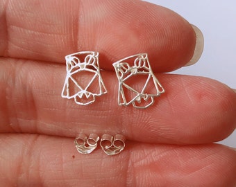 925 Sterling Silber Ohrstecker, kleine Sterling Silber Eule Ohrstecker, zierliche Ohrringe, jeden Tag Schmuck, Knorpel, Helix. Tragus