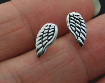 Oxidized 925 Sterling Silver Angle wings Stud Earrings, feather cartilage stud, angle wing post, feather stud- cartilage, helix, tragus