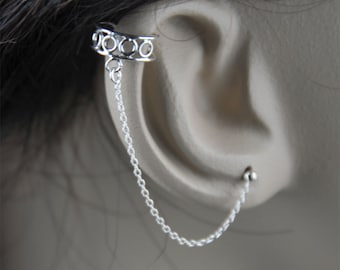 All 925 Sterling Silver Cartilage Chain - Sterling Silver single cartilage, helix, tragus, rook