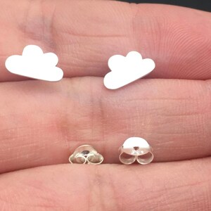 Tiny Sterling Silver Cloud Stud Earrings, post earring, cartilage post, tragus post, helix, rook