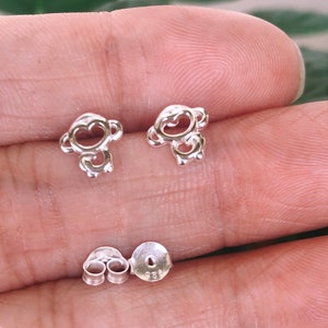 Tiny monkey stud Earrings, Sterling silver monkey stud Earrings,Good Luck Earrings, stud- cartilage, helix, tragus