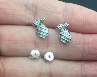 Pendientes plata de ley 925 pendientes de plata piña, pequeña pendiente del perno prisionero, joyería minimalista, cartílago, estudios, post, poste