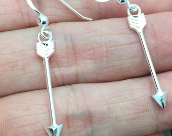 All Sterling Silver arrow earring -  Arrow earring, dangle arrow earring