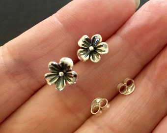 Sterling Silver  Flower Stud Earrings, spring stud, cherry blossom stud earrings, sterling silver studs, small flower earrings