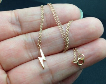 Rose gold lightning charm necklace, Lightning Storm Sterling Silver Charm  Necklace Jewelry