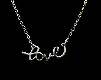 All Sterling silver Love charm Necklace