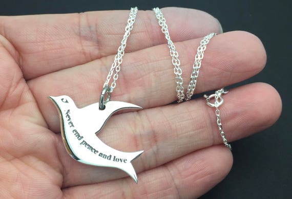 Buy 925 Sterling Silver Peace Bird/Dove Pendant w/ 16 - 18 Inch Chain  Necklace at Amazon.in
