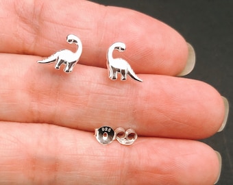 Brontosaurus Earrings Dinosaur Stud Earrings 925 Sterling Silver stud, dinosaur earring, tragus, cartilage post, Brontosaurus Earrings studs