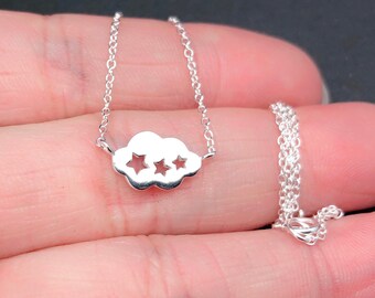 stars Storm Cloud Sterling Silver Charm Clouds Necklace Jewelry