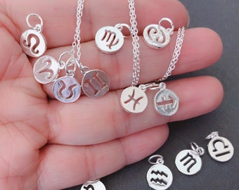Sterling silver, Horoscope Necklace, Zodiac Necklace, Layered Necklace, Zodiac Charm, Astrology Necklace, Silver Necklace, Delicate Necklace