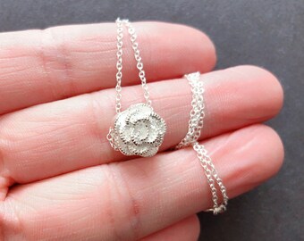 Silver Rose necklace / Sterling silver flower pendant / simple rose charm necklace / bride bridesmaid flower necklace / Silver pendant