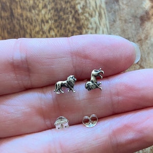 little lion studs, lion sterling silver stud earrings post earrings Easter studs jewelry cute studs  - spring studs, kitten stud, zoo animal