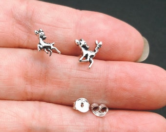 Deer stud Earrings, deer stud, Sterling silver Reindeer stud Earrings, stud- cartilage, helix, tragus, buck, stag, hart, doe, hind, fawn