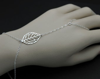 Slave bracelet - All sterling silver slave bracelet, hand bracelet, delicate slave bracelet, finger to wrist bracelet, body jewelry