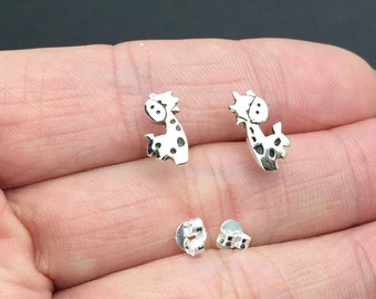 Tiny Giraffe stud Earrings, Sterling silver Giraffe stud Earrings,Good Luck Earrings, stud- cartilage, helix, tragus