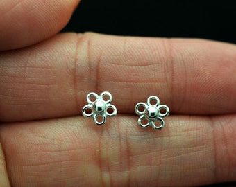 Cute Sterling Silver  Flower Stud Earrings, spring stud