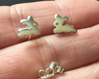 925 Sterling Silver, bunny stud, rabbit Stud Earrings Ear Studs Sensitive Ears Minimalist Minimalism Minimal