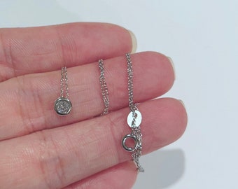 Dainty sterling Silver Necklace, CZ Necklace, Simple Necklace, Minimalist Necklace, Bridesmaid Gift, Sterling Silver, Delicate