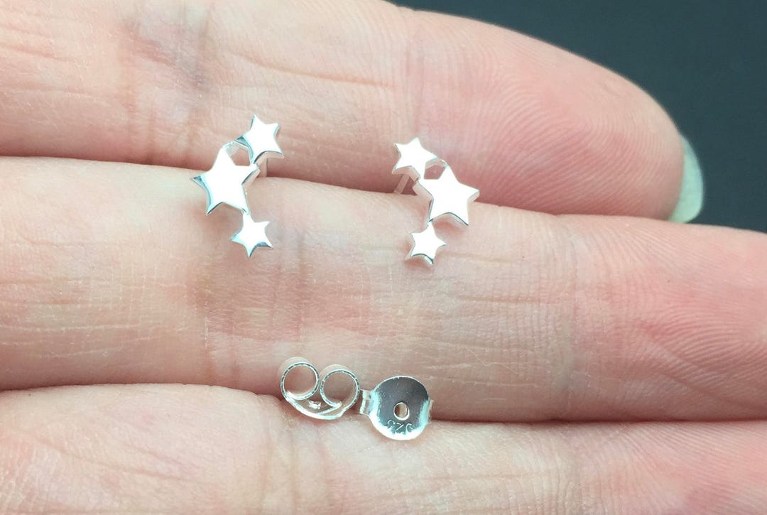 3 star cheap earrings silver