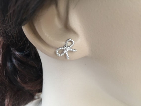All Sterling Silver Stud Earrings, Bow Studs Earrings, Stud