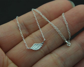 Dainty, tiny  all Sterling Silver angle necklace, Angel Wing Necklace, Sterling Silver Angel Necklace, Silver Wing Necklace, Friend, Sister,