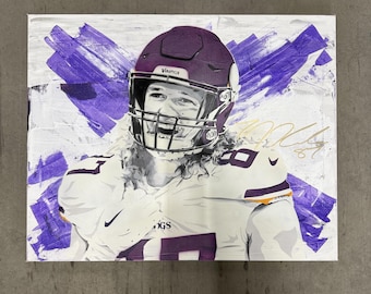 T.J. Hockenson - 30x24 Original Painting Signed (Autograph Minnesota Vikings NFL)