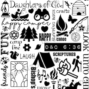 Girls Camp T-shirt Design Logo Set