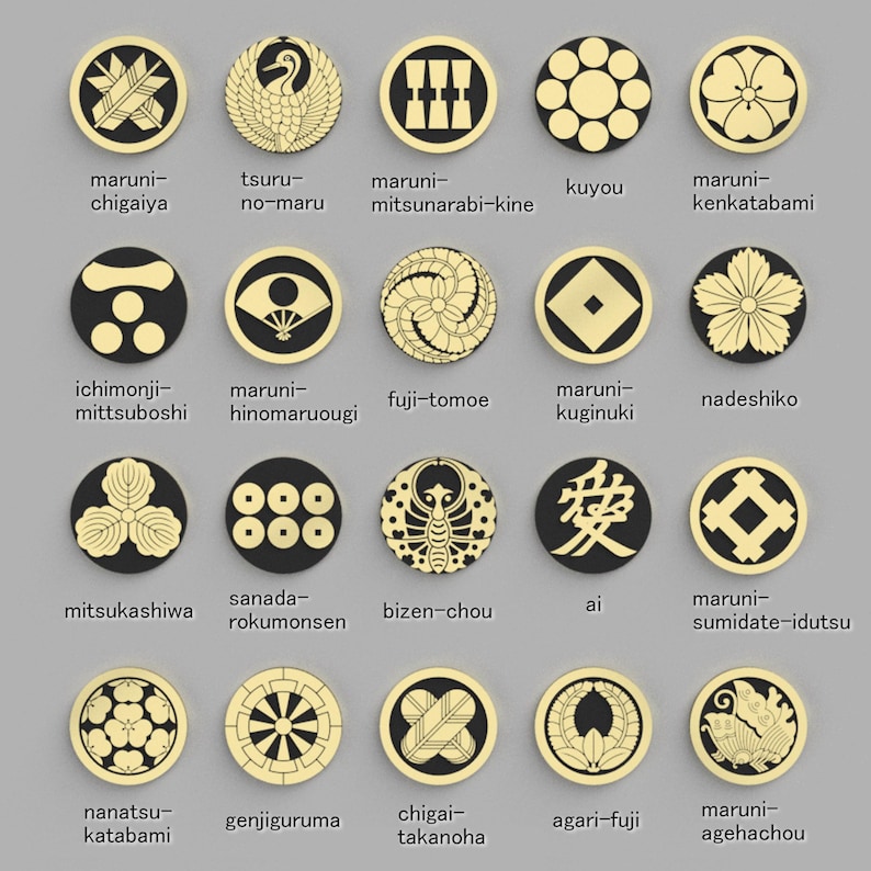 20 Japanese Kamon (traditional Family Crests) Ver.2 Stl, Png, Svg – for ...