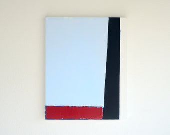 Blue Red Black and White Abstract Painting 24" x 30