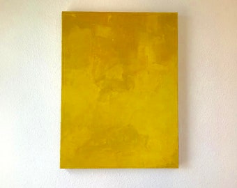 Yellow Abstract Painting, 18" x 24", Acrylic Original Art, Wall Decor, Minimalist Painting, Colorfield Modern Art Textured Yellow Painting