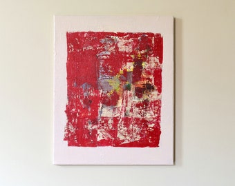 Red Abstract Painting, Original Abstract Painting, 20" x 16", Red Painting, Red on White Textured Acrylic Painting, Modern Art Wall Decor