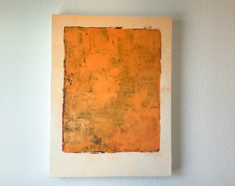 Orange Abstract Painting Yellow Painting 18" x 24" Acrylic  Orange on Canvas Original Art, Modern Yellow Painting