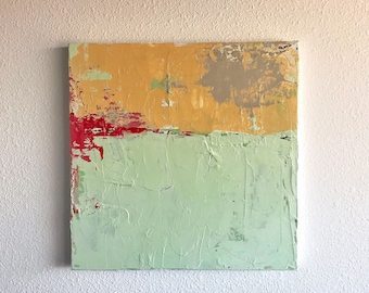 Green and Yellow Original Abstract Painting 16"x16"