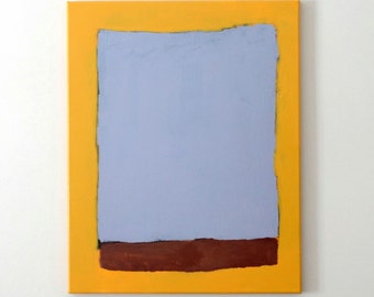 Gray Yellow Brown Abstract Painting 20x16 Acrylic Minimalist Mustard Yellow Gray Canvas Painting Earth Tones Wall Decor Rothko Style
