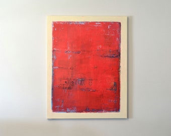 Red Painting 28" x 22" Red Blue Painting Abstract Painting Red White Blue Painting Modern Painting Acrylic Color Field Rothko Minimalist Art