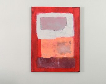 Original Red Abstract Painting, 24" x 18", Red Painting, Geometric Painting, Acrylic Painting Modern Wall Art Home Wall Decor OOAK